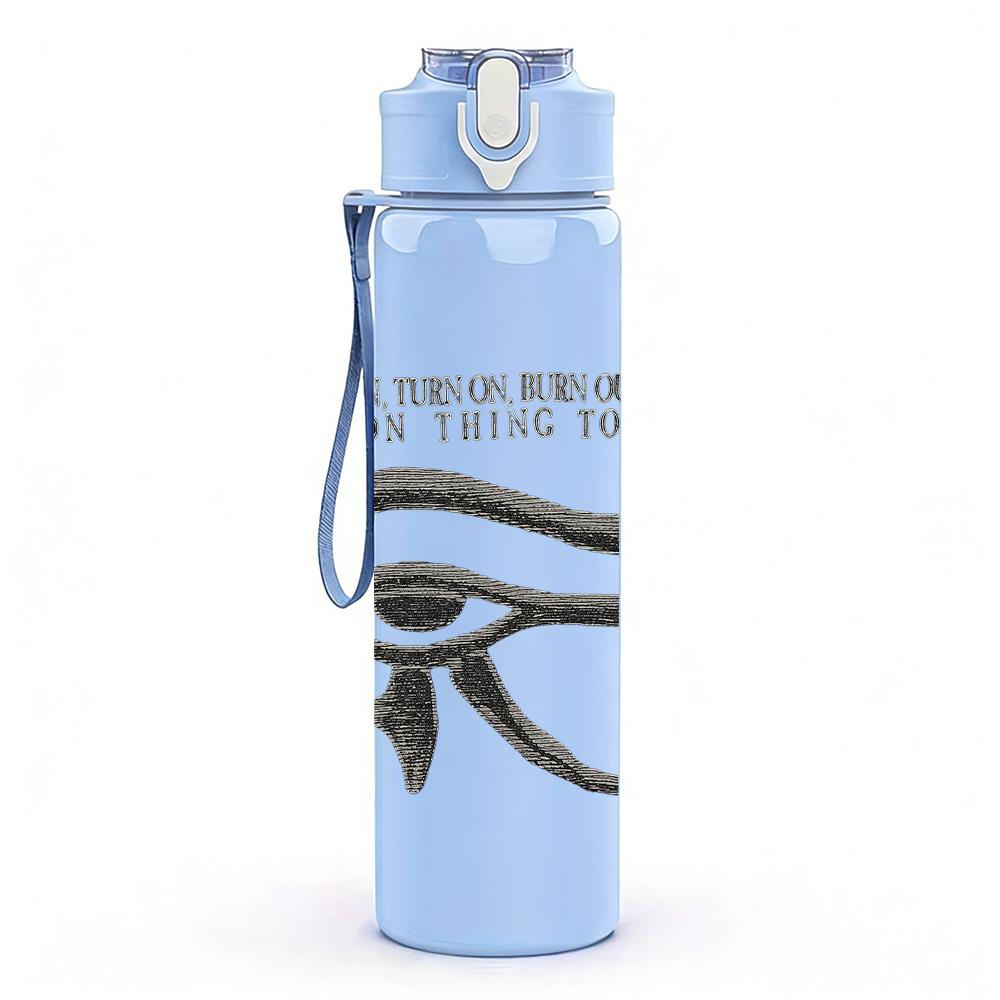 1PC Eye of horus egyptian symbol print 750ml colorful plastic sports water bottle leakproof pop up lid with straw for outdoor work home use