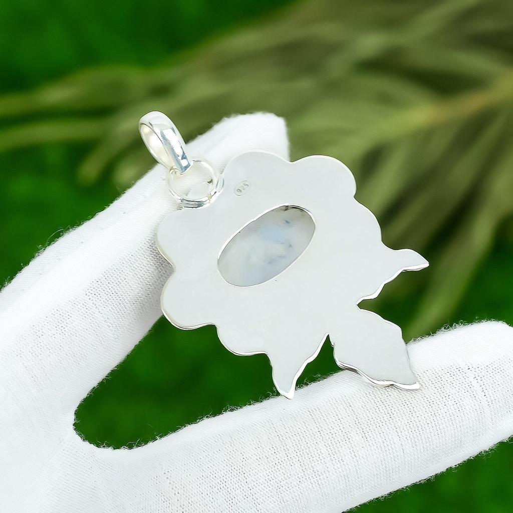 Sisters Day Sale 925 Sterling Silver Natural Rainbow Moonstone Daughter Pendant
