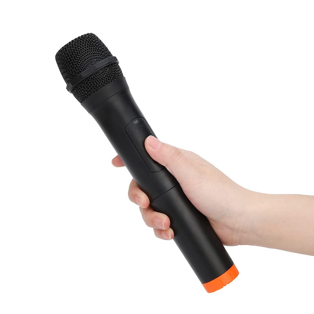 Qiilu Wireless Microphone for Karaoke Handheld VHF USB Receiver Black ABS Plastic Professional Universal
