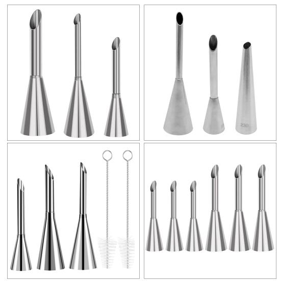 Набор кондитерских насадок из нержавеющей стали Легкие инструменты для украшения выпечки и глазури с 3 длинными насадками для эклеров Набор для украшения эклеров