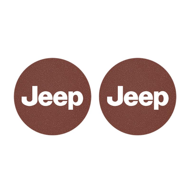2Pcs Suede Car Water Cup Pad Non-slip Coaster Accessories For Jeep Grand Cherokee Wrangler JK Gladiator Compass Renegade Patriot