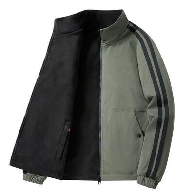 Осень и зима, новый мужской двухсторонний воротник-стойка с двумя планками и утолщенным бархатом, куртка для пап среднего и пожилого возраста, верхняя часть пальто