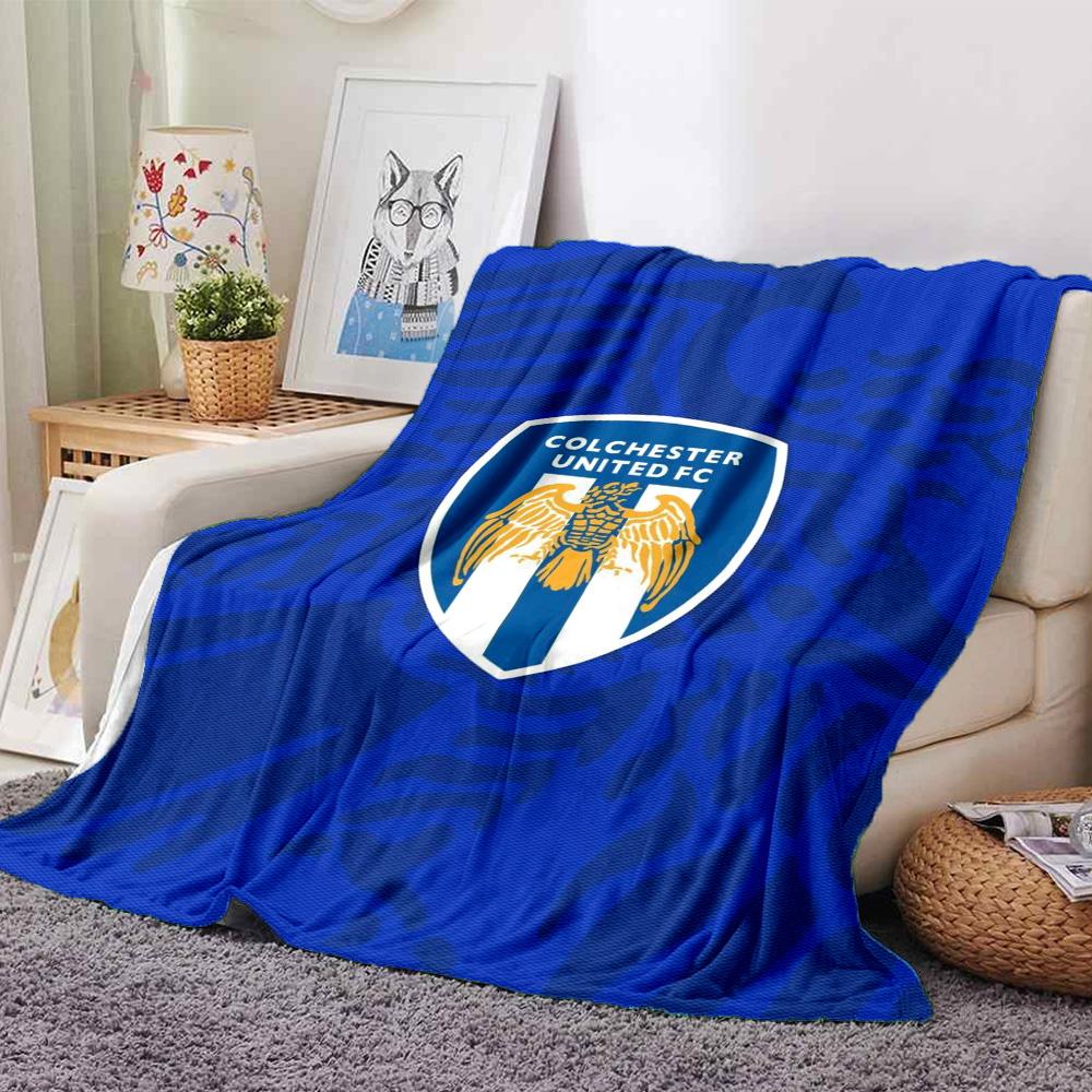 Colchester Utd FC Print Flannel Blanket High Quality Warm Comfortable Cover for All Seasons Perfect for Gifts Home Decor