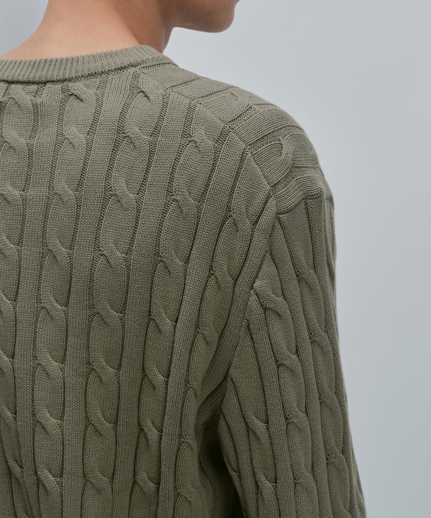 MUSINSA STANDARD Cotton Cable Crew Neck Knit [Sage]