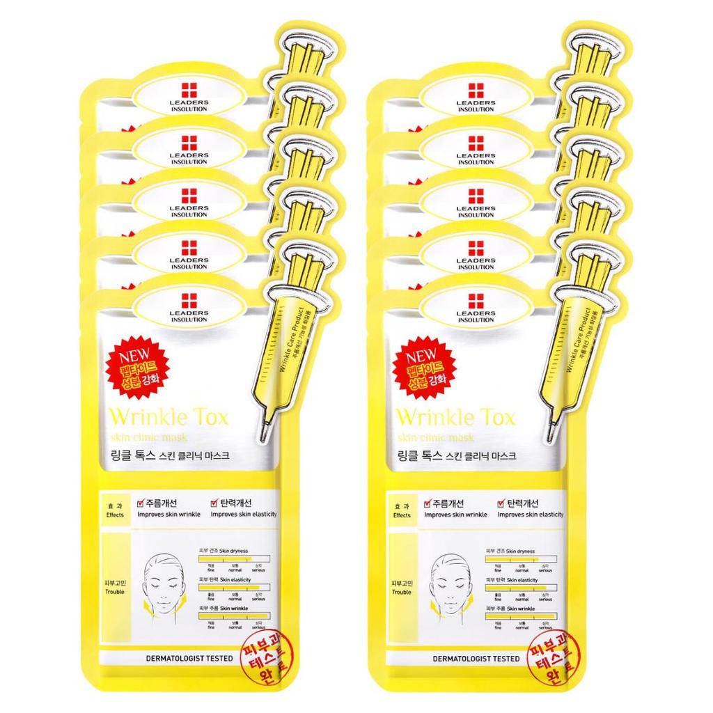 Leaders Insolution Wrinkle Tox Skin Clinic Mask 25ml x 10 Sheets Firming Youthful Glow