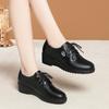 Fashion Spring Autumn Comfortable Non-slip Lace-up Women's Mother Single Shoes Mid-heel Soft Leather Wedge Pump Middle-aged Elderly