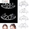 Women 16 -100year Birthday Party Princess Crystal Rhinestone Hair Tiara Stu Wedding Bridal Crown Headband Hair Accessories