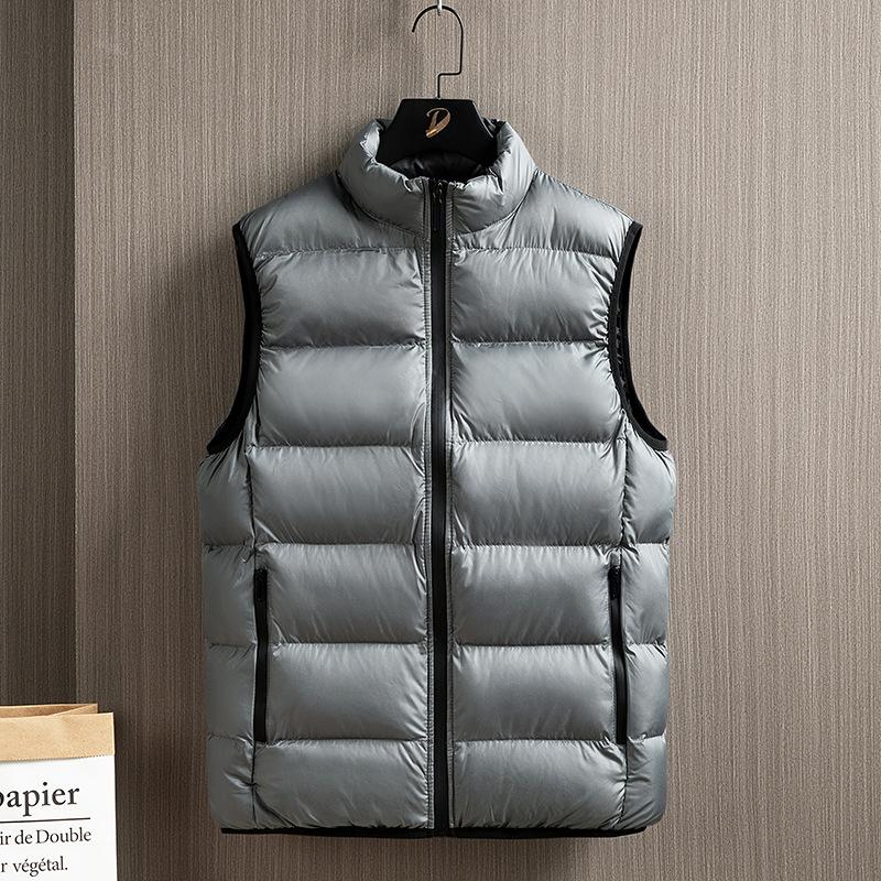 Down Cotton Vest Men's Autumn and Winter Slim and Warm Sleeveless Vest Vest Vest Plus Size Fat Man's Jacket