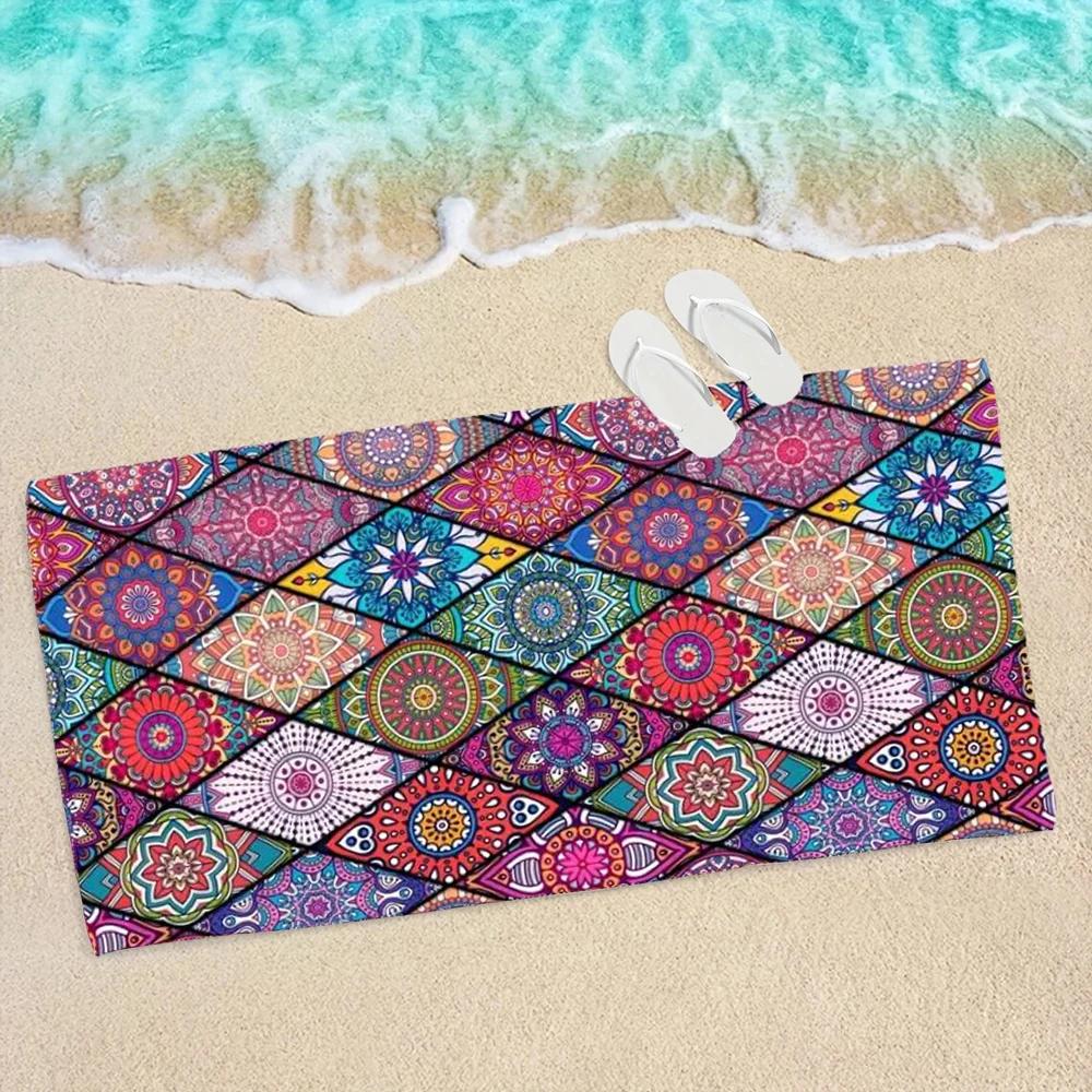 Boho Beach Towel Sandproof, Microfiber Absorbent Lightweight Quick Drying for Yoga Camping Swimming Outdoor Summer