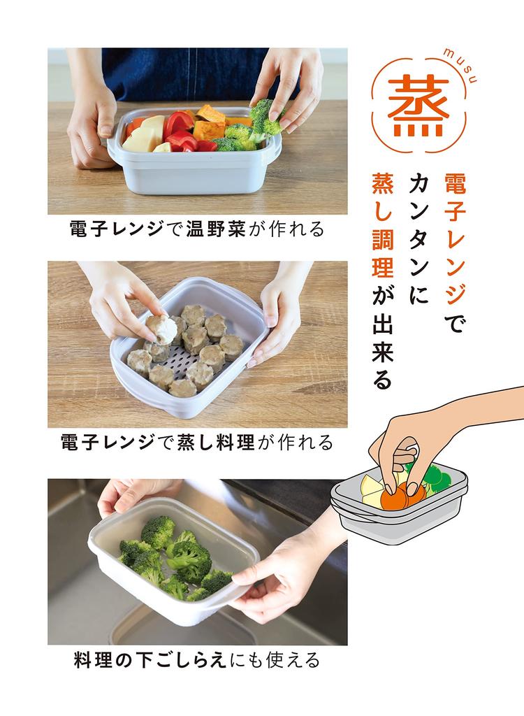 CB Japan Steamer Square Easy Microwave Steam Cooker Atomico Gray [Antibacterial]