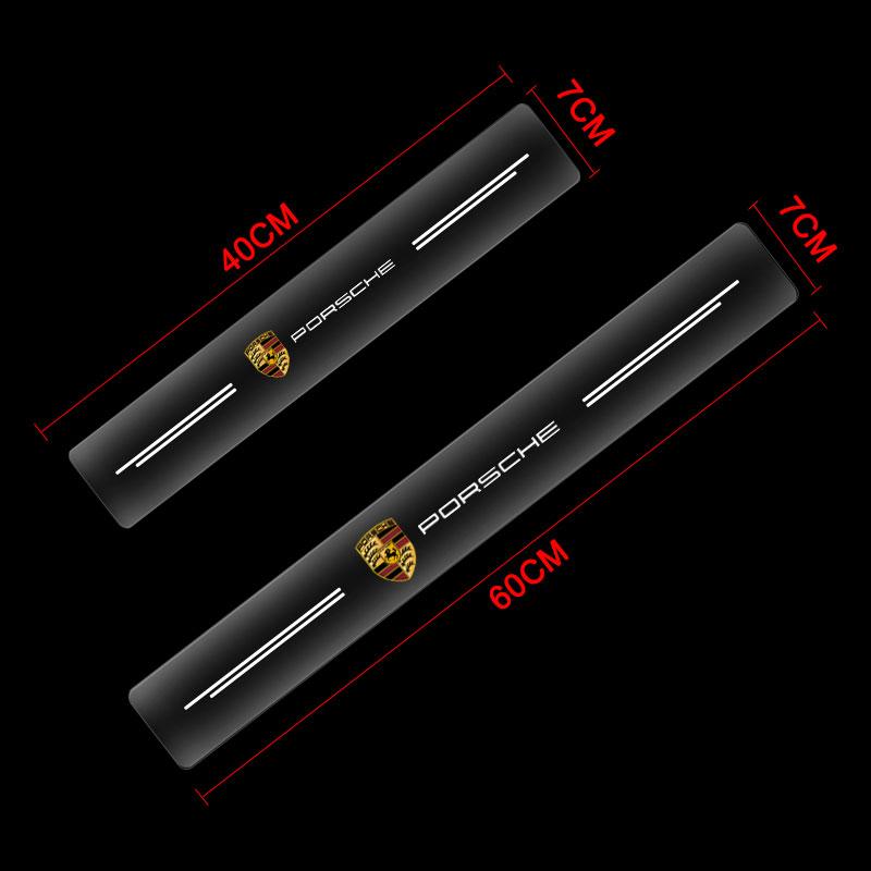 4Pcs Car Threshold Protector Transparent Decorative Badge 3D Sticker For Porsche 911 918Spyder 928 944 968 Boxster Cayenne Macan Panamera