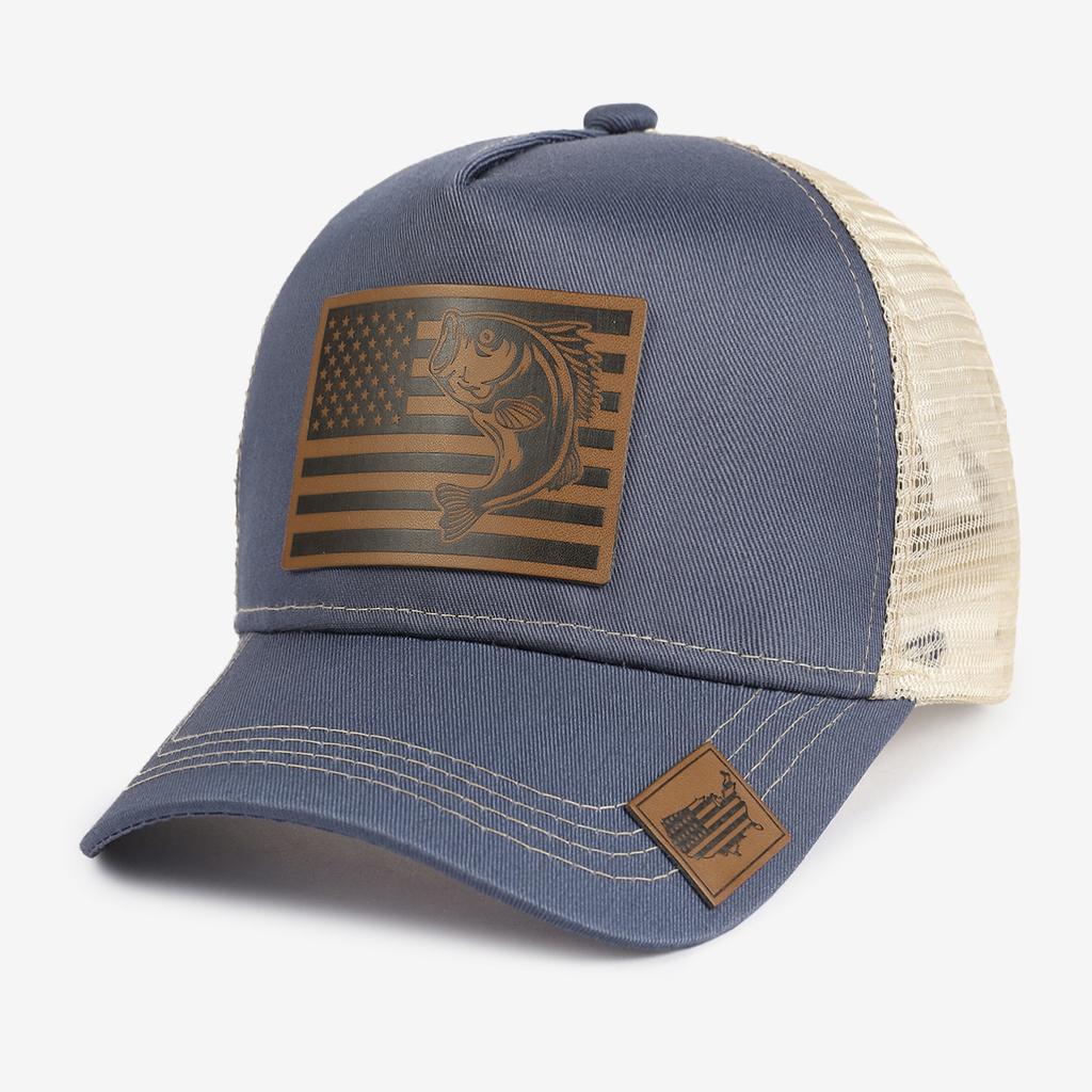 Unisex Mesh Trucker Hat with Leather Patch, Adjustable Breathable Baseball Cap for Men Women, Multiple Colors Available