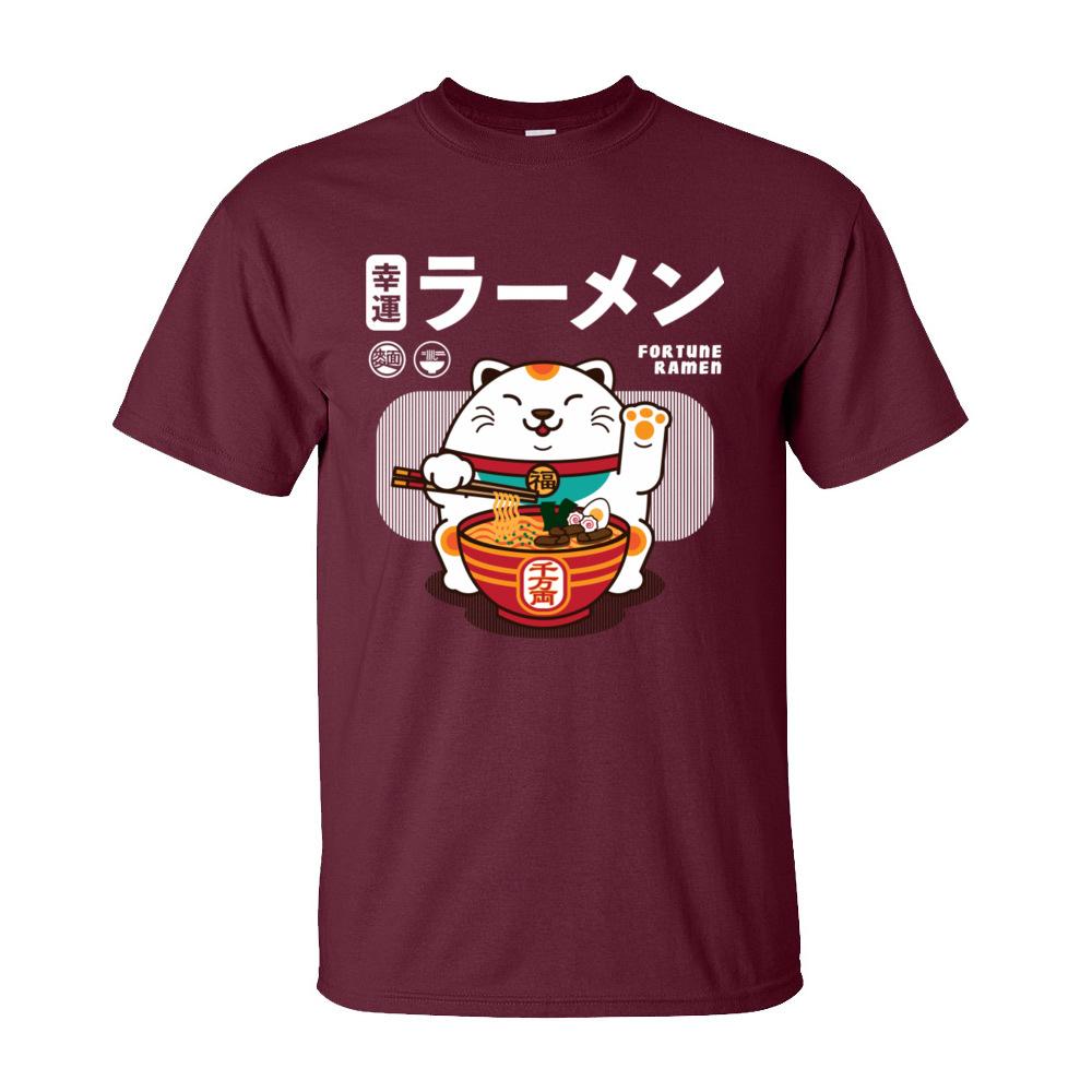 Fortune Ramen 100 Cotton Men Short Sleeve T Shirt Normal SummerAutumn TShirt Sweatshirts Cute Cat Noodle Tshirt