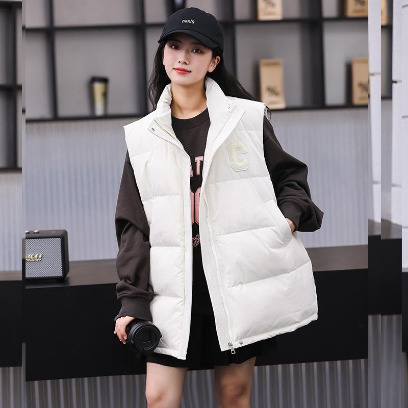 Fashion vest 2024 autumn and winter new white duck down vest women's outer vest casual versatile college vest