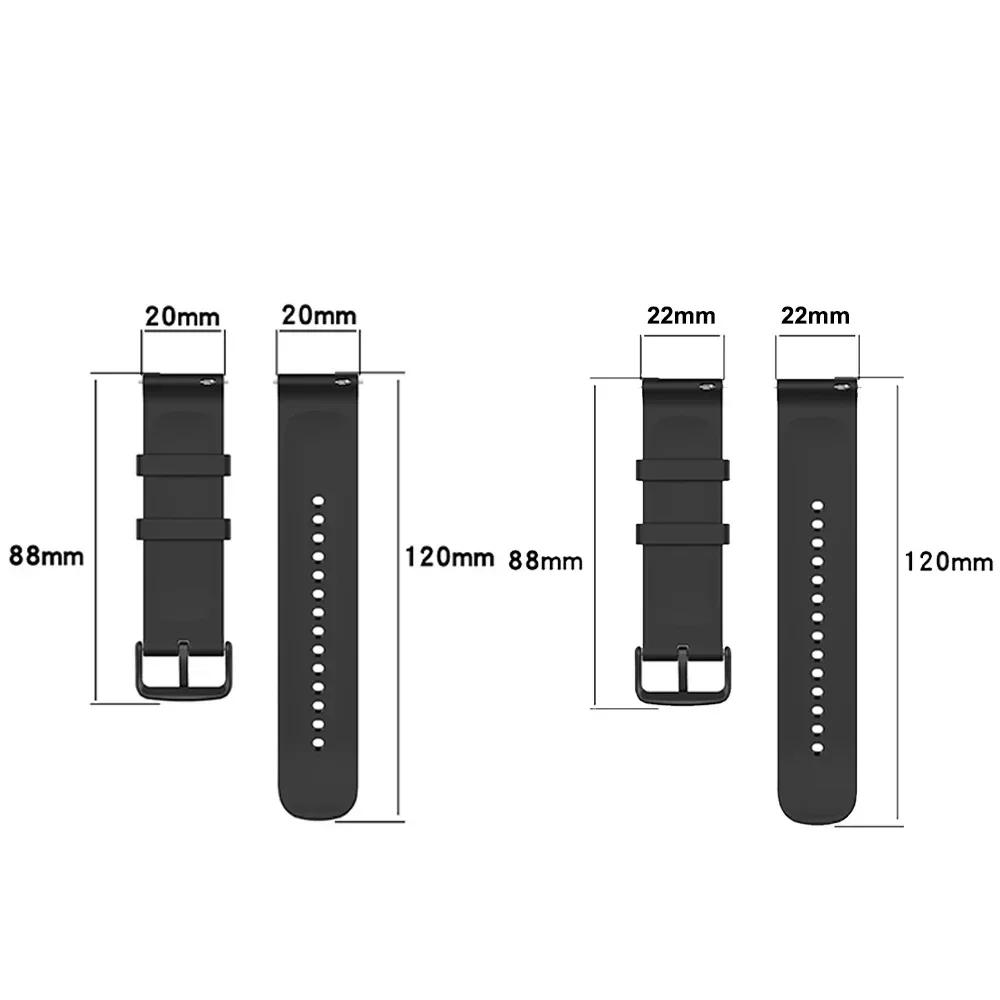 22 20mm Silicone Strap For Xiaomi Watch Band S4/S2 46mm/Mi Watch Color 2/S1 Pro Wristband For Amazfit Bip 6/GTR 4/GTS 4 Bracelet