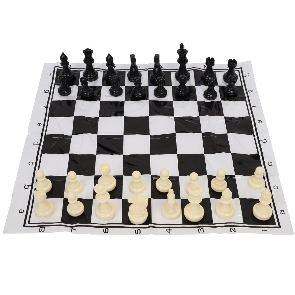 Portable Plastic International Chess Medieval Entertainment Board Game Set Black & White