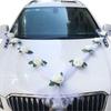 White Rose Artificial Flower for Wedding Car Decoration Bridal Car Decorations Door Handle Ribbons Silk Flower