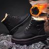 Autumn High Top Men's Leather Boots Classic Fashion Durable Waterproof High Top Boots Soft Sole Anti Slip Yellow Ankle Boots