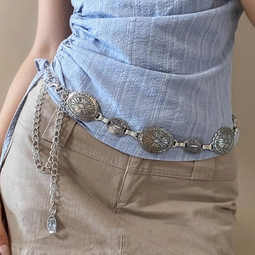 Belly Chain Metal Circular Ring Waist Chain Elegant Ethnic Belt Chain Dress Decoration