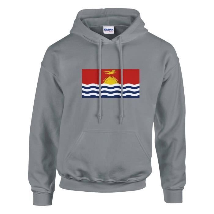 Sweat à capuche - PIXELFORMA - Drapeau des Kiribati - Gris - Manches longues - Mixte