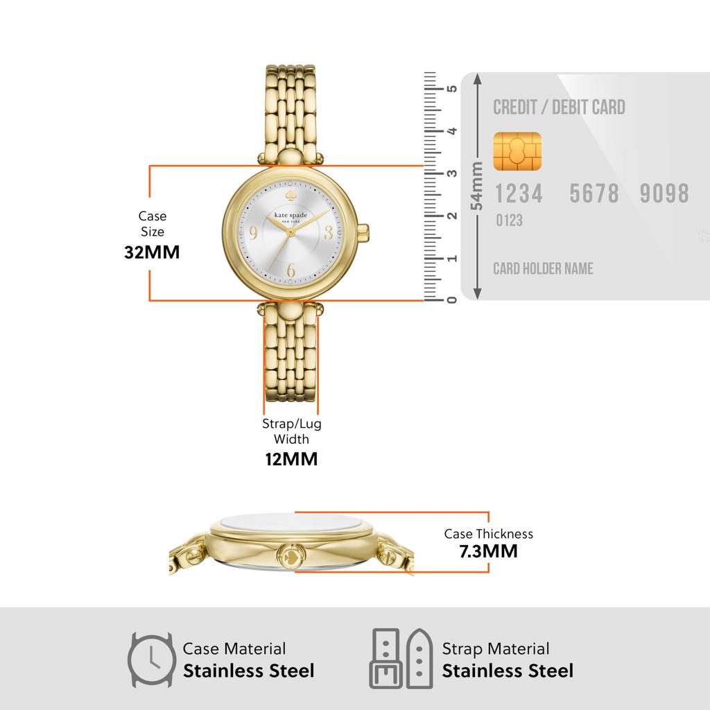 Kate Spade New York Gracie Round KSW1871 Gold Watch Women's