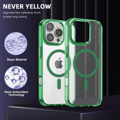 Чехол для iPhone 16 Pro, совместимый с MagSafe, из ТПУ+ПК, прозрачная крышка для телефона