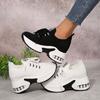 Large Size Thick-soled Heightened Flying Woven Surface Straps Sports and Leisure Shoes Spring and Autumn New Round Head Wedge Single Shoes