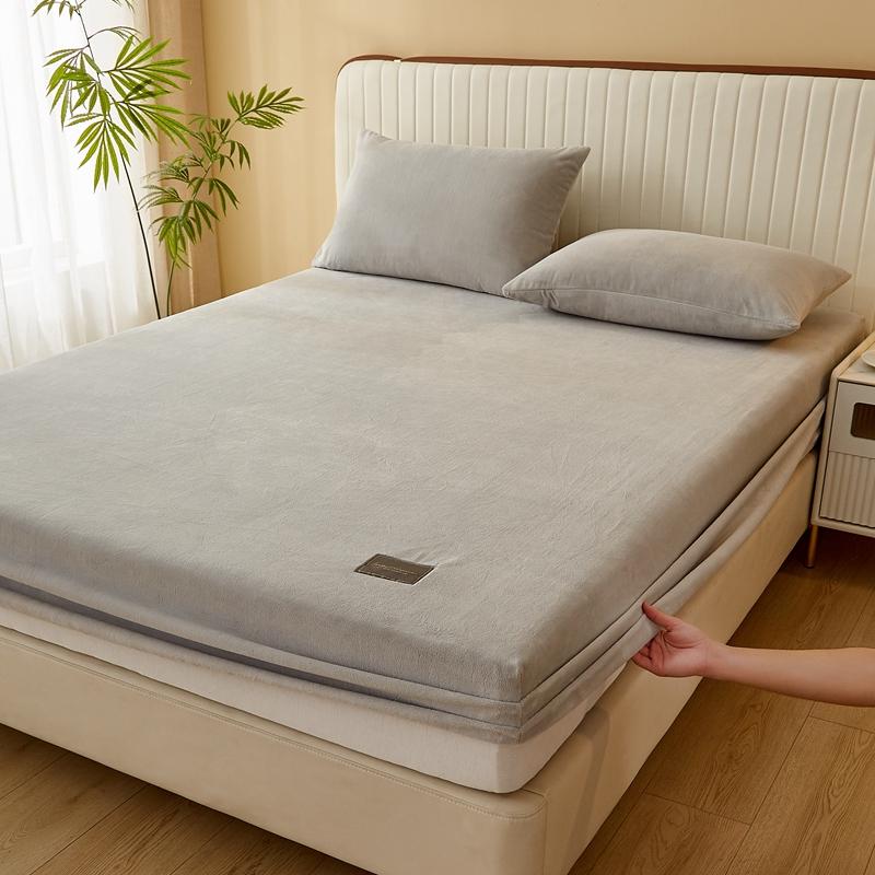 Простыня на резинке простого однотонного цвета, скандинавский чехол для матраса, плюшевая простыня, зимняя теплая эластичная мягкая простыня с резинкой