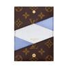 Louis Vuitton Slim Color-Blocked Leather Trim Gold Button Closure Coated Canvas Card Holder Women card holder Brown Blue Silver M26900