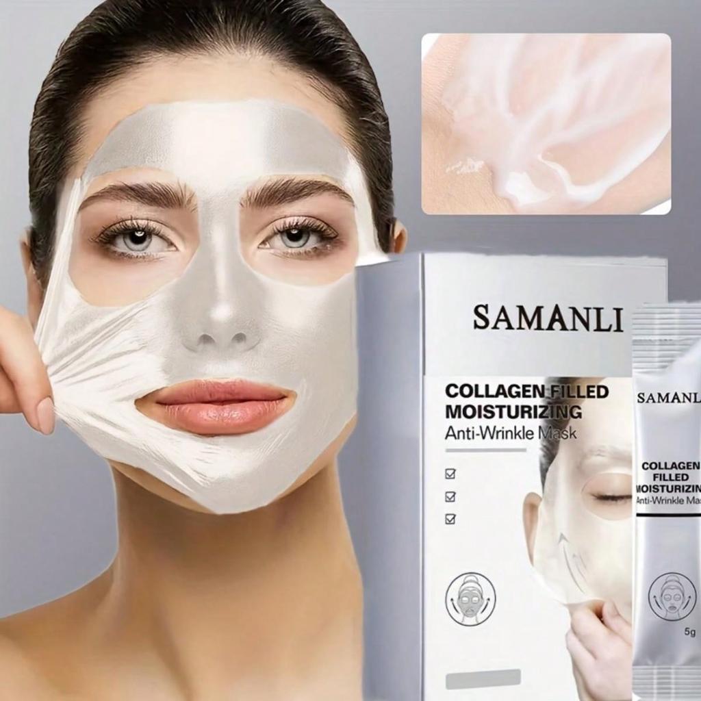 20pcs Collagen Filled Moisturizing Anti Wrinkle Facial Mask Deeply Nourishes and Tightens Skin, Reduces Dull Skin and Inhibits Acne Growth