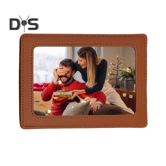 Car Picture Frame Faux Leather Vehicle Sun Visor Photo Holder for Car Display Your Photographs Both Vertically And Horizontally
