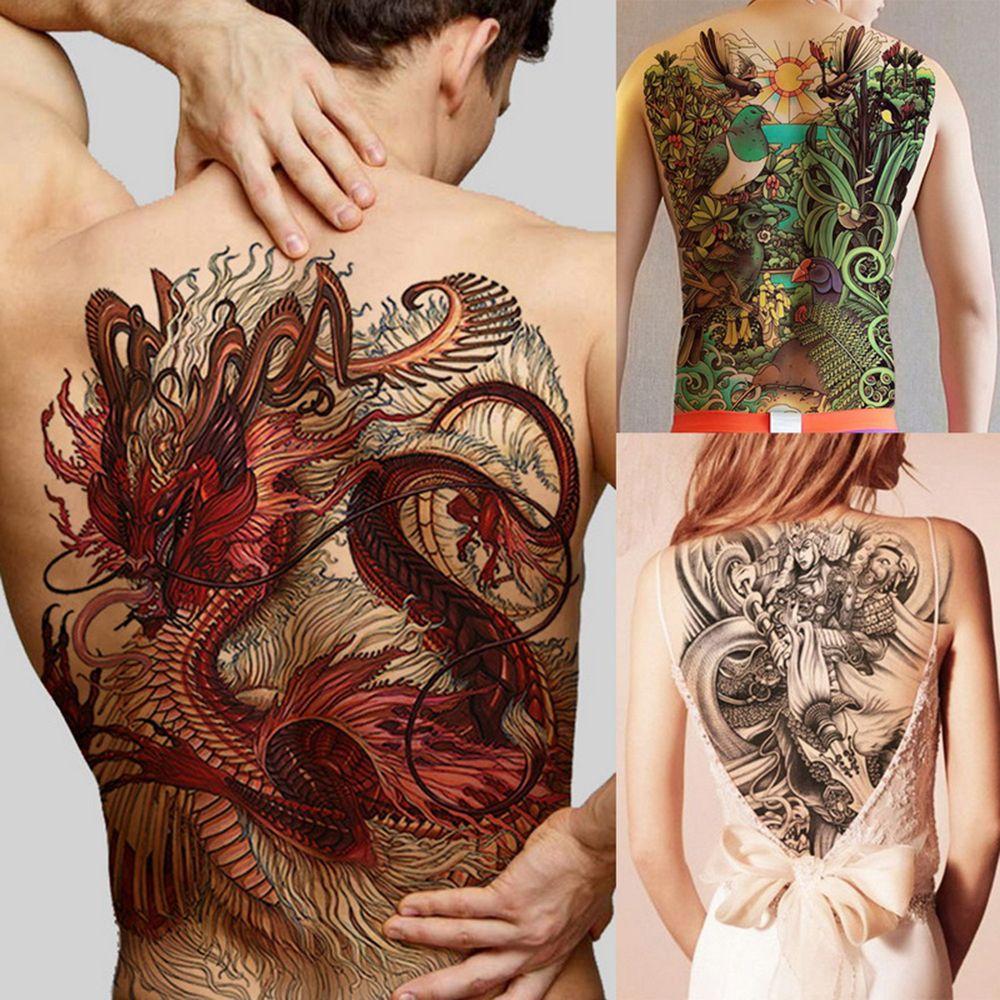 Wolf Large Tiger Dragon Full Back Tattoo Stickers Tattoo Sticker Waterproof Decal TemporaryTattoo