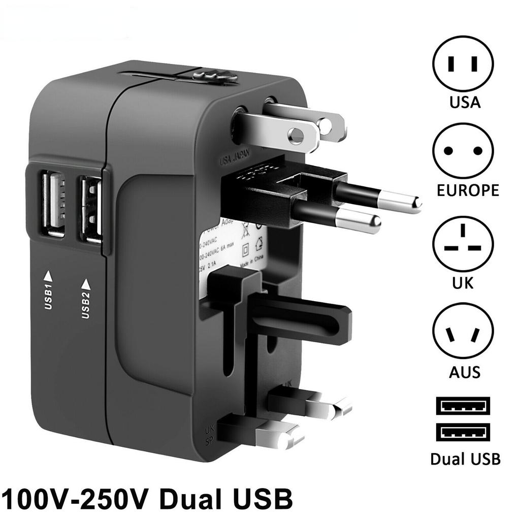 1PC Universal Travel Plug Adapter 2 USB Port World Travel AC Power Charger Adapter AU US UK EU Converter Adapter USB Charger New