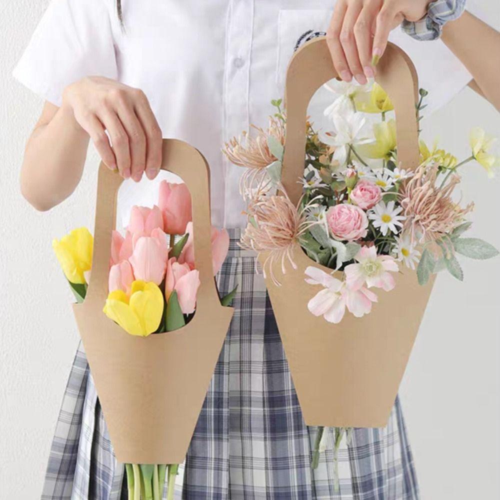 Simple Flower Arrangement Bag Thickened Flower Packaging Bag Portable Flowers Paper Bag  Mother Day