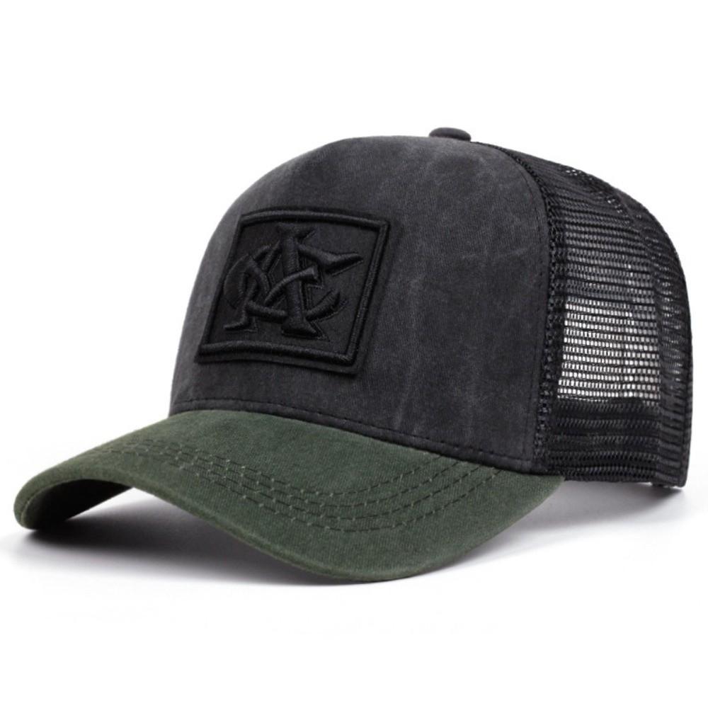Embroidered Mesh Hat Simple Distressed Faded Cap Fashion Breathable Baseball Hat Outdoor