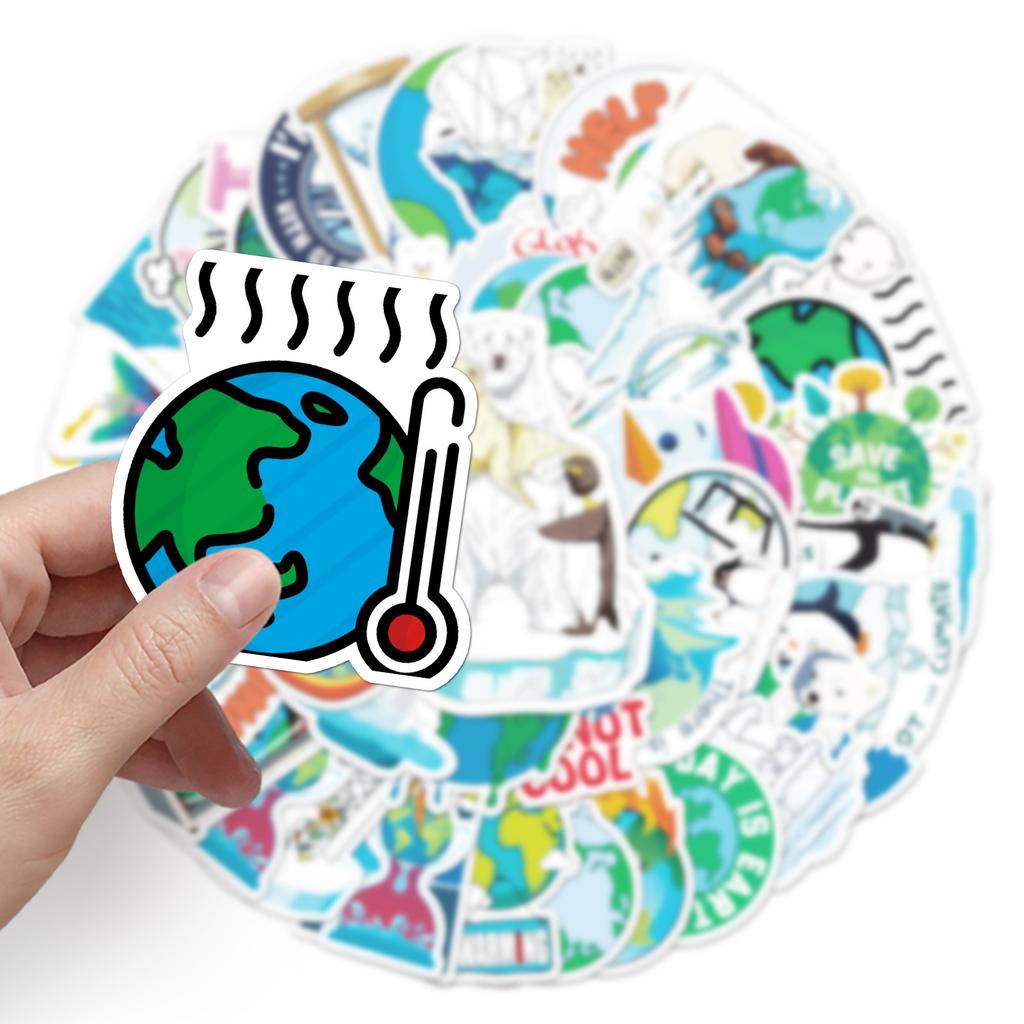 50 Pictures of Non-repeat Global Climate Warming Graffiti Personalized Environment Protection DIY Skateboard Water Cup Suitcase Stickers