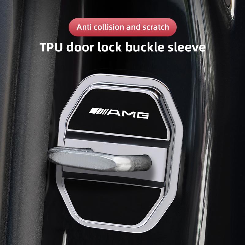4Pcs Silicone Car Door Lock Cover Protective Buckle Cover Sticker For Mercedes Benz AMG W203 W206 W220 W205 W211 W212 W201 W168 WS4