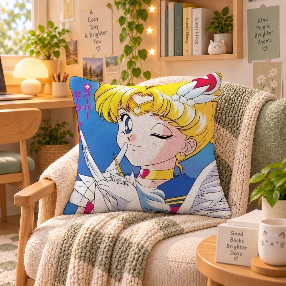 Anime Sailor Moon Magical Cushion Cover Personalized Soft Plush Pillow Living Room Home Sofa Bedroom Office Car Cushion