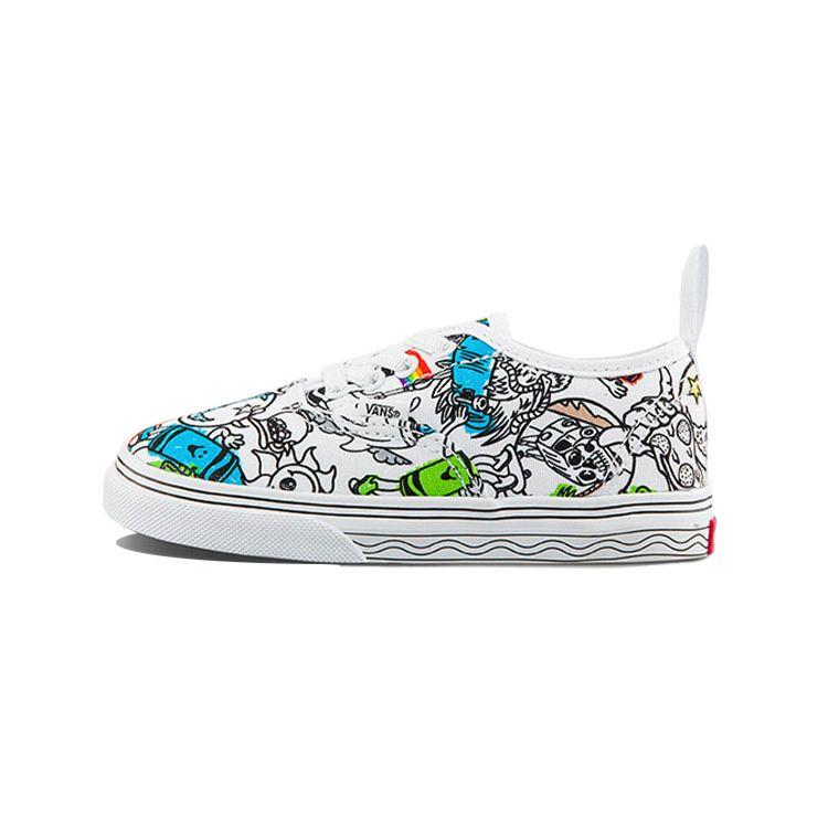 Crayola X Vans Authentic Elastic Lace Toddler Sketch Your Way Baby Sneakers White Multi-Color VN0A34A1ARE
