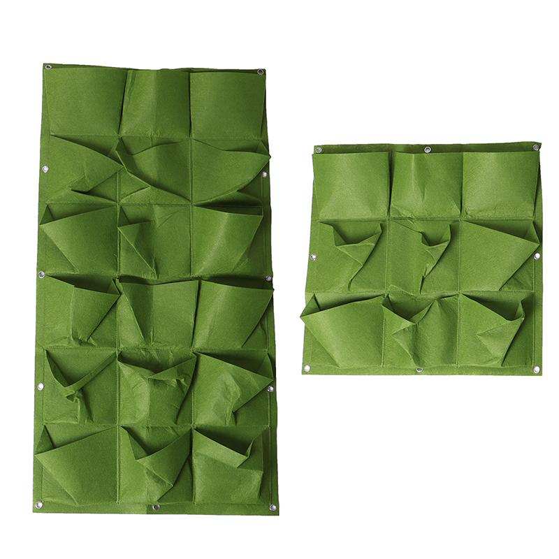 Зеленые вертикальные висячие цветочные горшки садового плантатора кладут в сумку подвес держателя стены