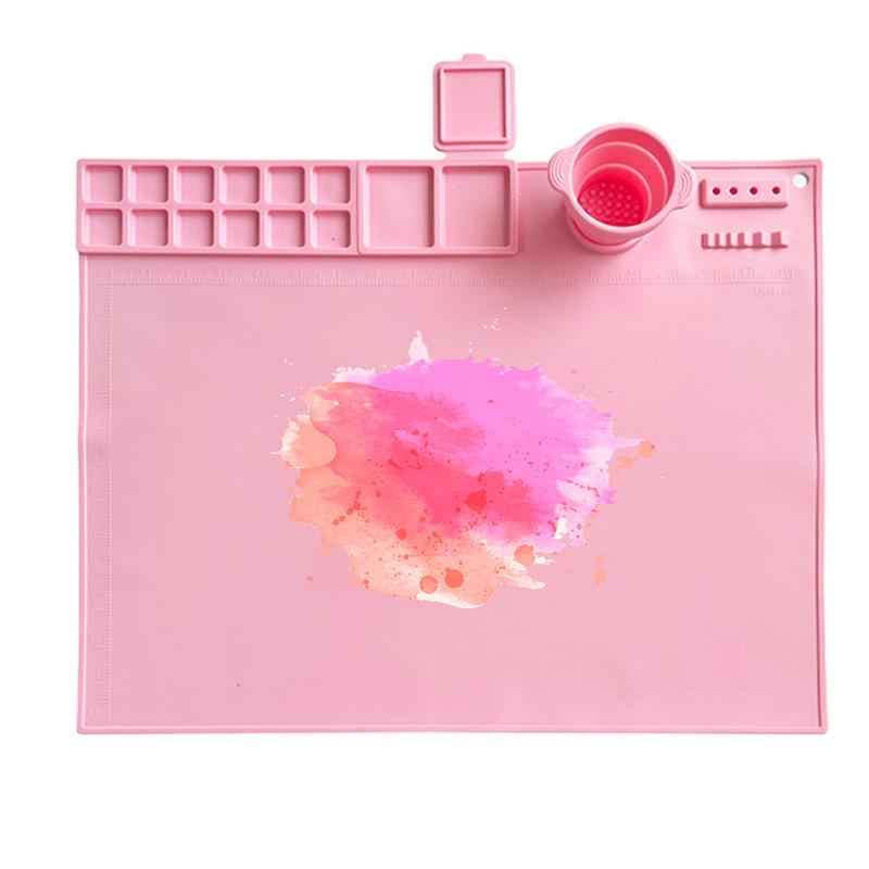 Silicone Mat For Painting Silicone Sheet With Palette Reusable Graffiti Craft Mat With Cup Washable Drawing Board For Kids DIY