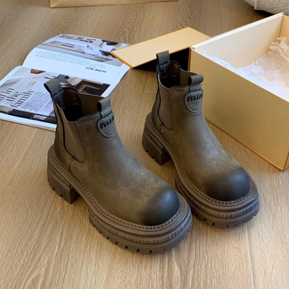 Chelsea женские зимние ботинки на платформе с ботильонами, брендовые кожаные туфли на среднем каблуке, женская зимняя обувь 2025 года, трендовая готическая обувь в стиле ретро, модные ботинки Mujer