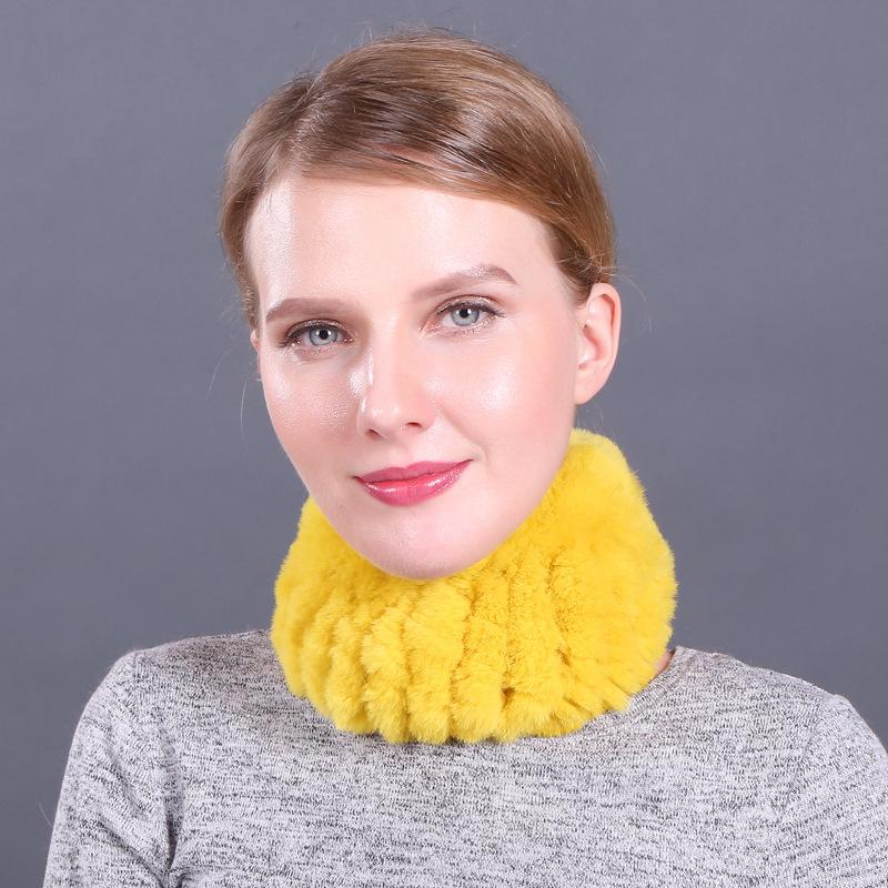 Женский осенне-зимний пуловер, теплый воротник двойного назначения, эластичный тканый меховой шарф из кроличьей шерсти Wai Rex