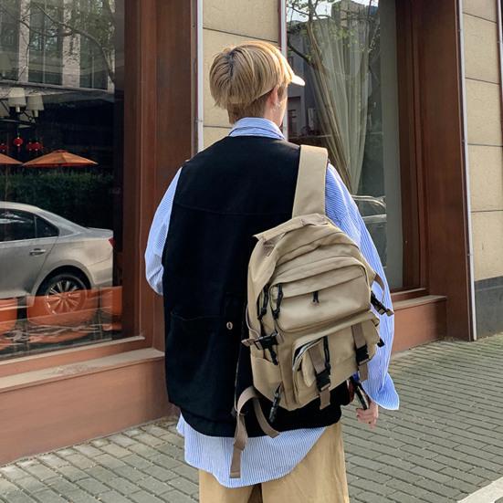 Мужской жилет-карго без рукавов, однобортный дизайн с карманами, спортивный однотонный жилет, уличная уличная одежда