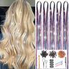 Набор мишуры для волос с инструментами Мишура для волос Термостойкий набор мишуры для волос феи Наращивание волос 47 дюймов 1100 прядей Блестящая мишура