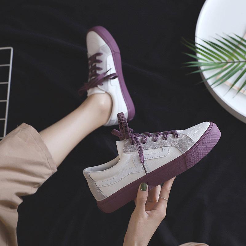 Fashion Fall New Women Color Matching Sneakers Flats Shoes Women Canvas Lace-up Breathable Vulcanize Shoes Casual Shoes