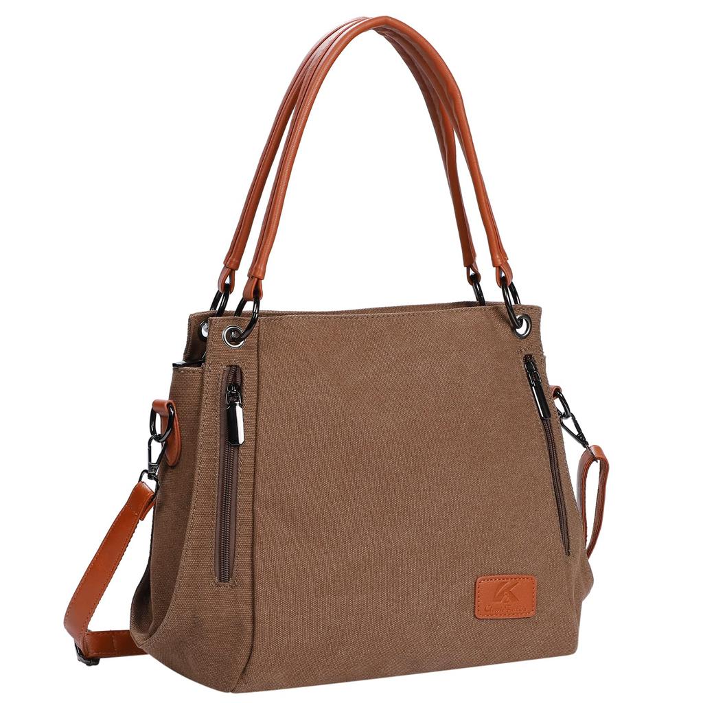 Canvas Tote Shoulder Bag Round Canvas Plain Light Business Shoulder Small Travel Zipper Size Wide Handheld Bag Large Stylish Mini School Bag [Takusan