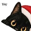 Wooden Animal Craft Cute Cat Shelf Sitter, Christmas Hat Peeking Desk Figurine, Funny Scene Accessories Sign, Lover Gift for Holiday Home Office