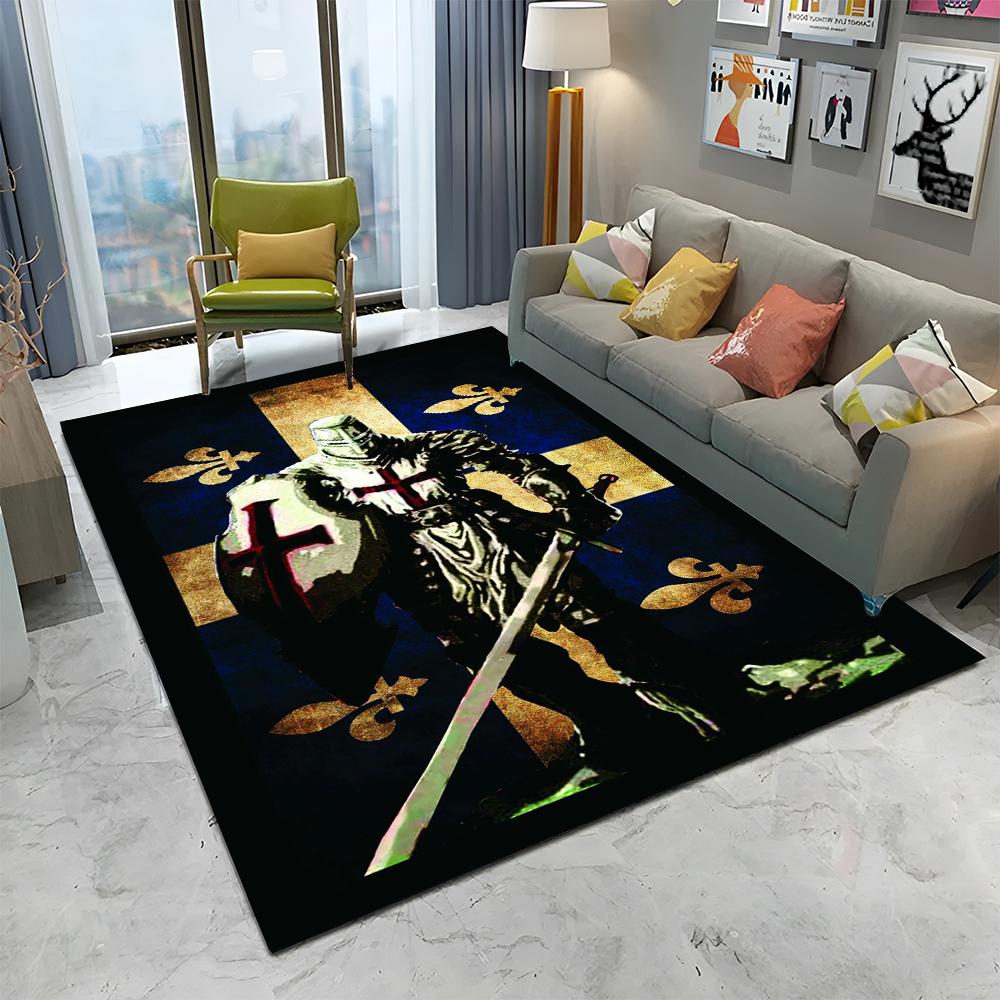 Ковер с изображением тамплиера, рыцаря-крестоносца, для игр, для дома, гостиной, спальни, дивана, прихожей, декора, коврик, нескользящий коврик