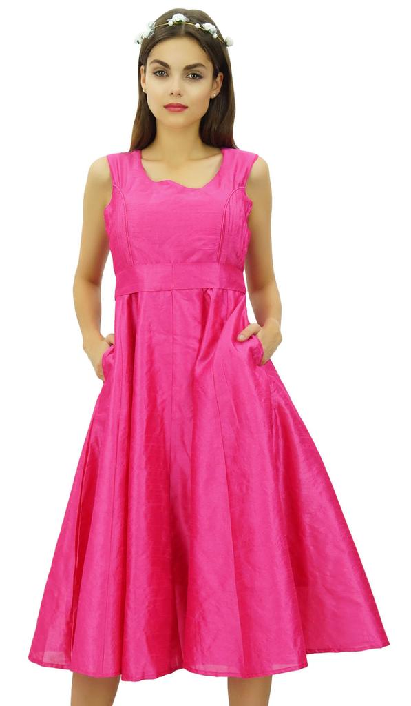 Bimba Женское выпускное платье с поясом, вечернее платье миди для подружек невесты с карманами